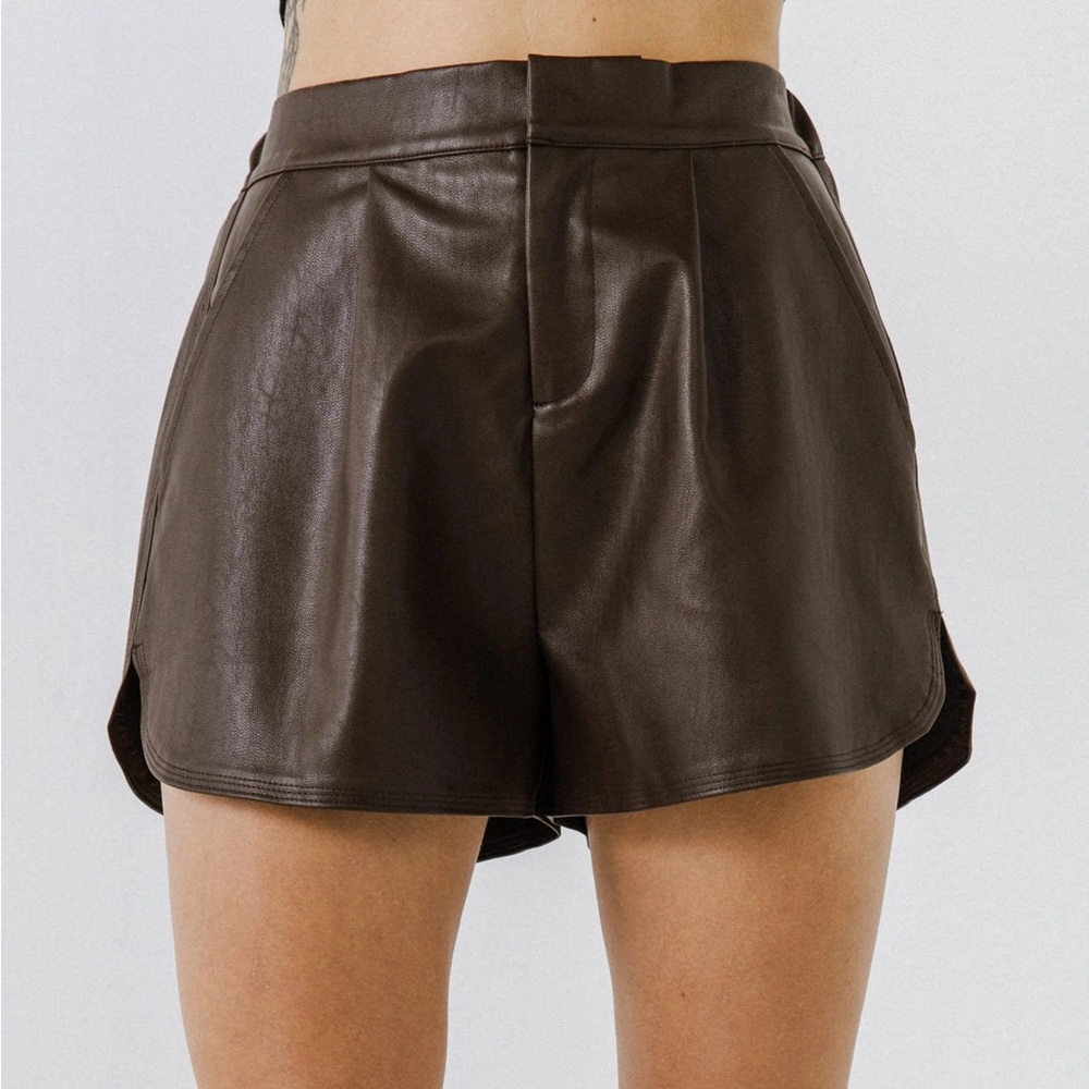 Grey Lab Faux Leather Shorts Brown Size Small